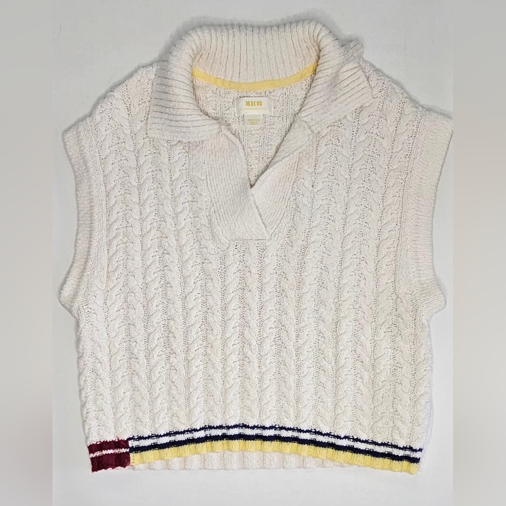 Anthropologie Cream V-Neck Sweater Vest